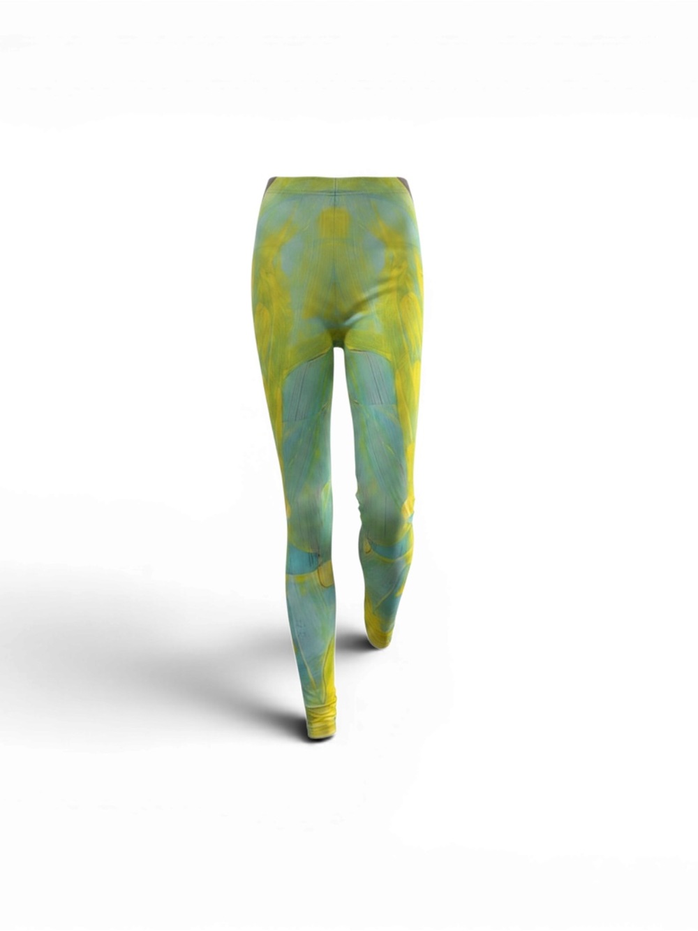 DUE. Lemon Green Abstract Leggings